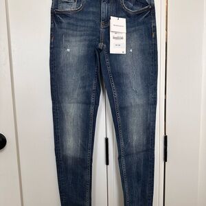 Zara Distressed Denim Skinny Jeans, Size 4